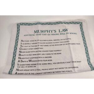 Murphys Law Cotton Tea Towel Poplar 29"x 18" White Green Celtic Humor Funny